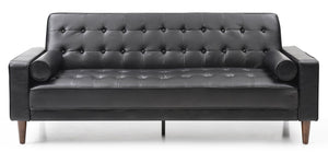 English Elm Glory Andrews G843A-S Sofa Bed PU Tufted Modern Convertible Sleeper with Removable Arms & Stable Center Leg Black 75 L x 43 W x 12 H B078108472