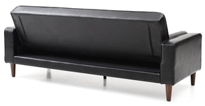 English Elm Glory Andrews G843A-S Sofa Bed PU Tufted Modern Convertible Sleeper with Removable Arms & Stable Center Leg Black 75 L x 43 W x 12 H B078108472