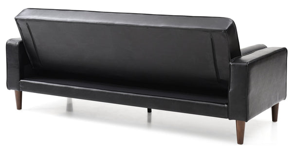 English Elm Glory Andrews G843A-S Sofa Bed PU Tufted Modern Convertible Sleeper with Removable Arms & Stable Center Leg Black 75 L x 43 W x 12 H B078108472