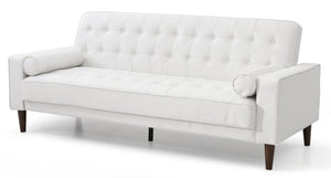 English Elm Glory Andrews G843A-S Sofa Bed PU Tufted Modern Convertible Sleeper with Removable Arms & Stable Center Leg White 75 L x 43 W x 12 H B078108473