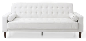 English Elm Glory Andrews G843A-S Sofa Bed PU Tufted Modern Convertible Sleeper with Removable Arms & Stable Center Leg White 75 L x 43 W x 12 H B078108473