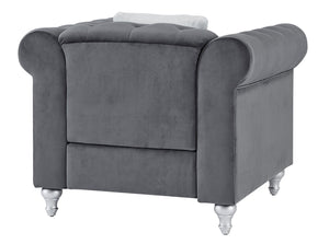 English Elm Stylish Contemporary Accent Chair with Round Arms for Living Room or Reading Nook Gray B078108490