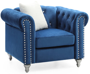 English Elm Stylish Contemporary Accent Chair with Round Arms for Living Room or Reading Nook Navy Blue B078108491