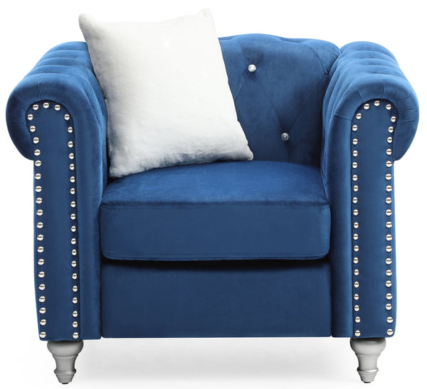 English Elm Stylish Contemporary Accent Chair with Round Arms for Living Room or Reading Nook Navy Blue B078108491