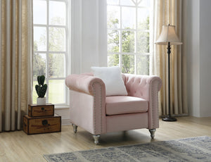 English Elm Stylish Rounded Arm Accent Lounge Chair Upholstered for Contemporary Living Spaces Pink B078108493