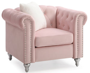 English Elm Stylish Rounded Arm Accent Lounge Chair Upholstered for Contemporary Living Spaces Pink B078108493