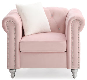 English Elm Stylish Rounded Arm Accent Lounge Chair Upholstered for Contemporary Living Spaces Pink B078108493