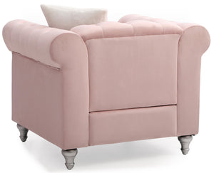 English Elm Stylish Rounded Arm Accent Lounge Chair Upholstered for Contemporary Living Spaces Pink B078108493