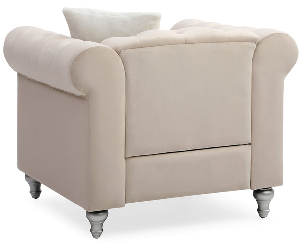 English Elm Stylish Rounded Arm Accent Lounge Chair Upholstered for Contemporary Living Spaces Beige B078108494
