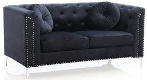 English Elm Sleek Velvet Black Loveseat with Sloped Arms, 31"H x 62"W x 34"D, 24" Seat Depth, Modern Two-Seater B078S00506