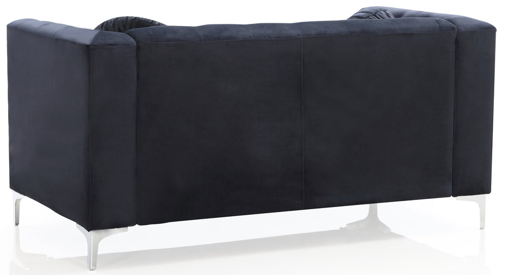 English Elm Sleek Velvet Black Loveseat with Sloped Arms, 31"H x 62"W x 34"D, 24" Seat Depth, Modern Two-Seater B078S00506