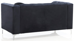 English Elm Sleek Velvet Black Loveseat with Sloped Arms, 31"H x 62"W x 34"D, 24" Seat Depth, Modern Two-Seater B078S00506