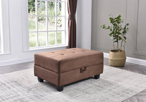 English Elm Chic Chocolate Ottoman - Contemporary Microfiber Seat 18"H x 37"W x 26"D, Sleek Single-Seat Accent Piece B078108507