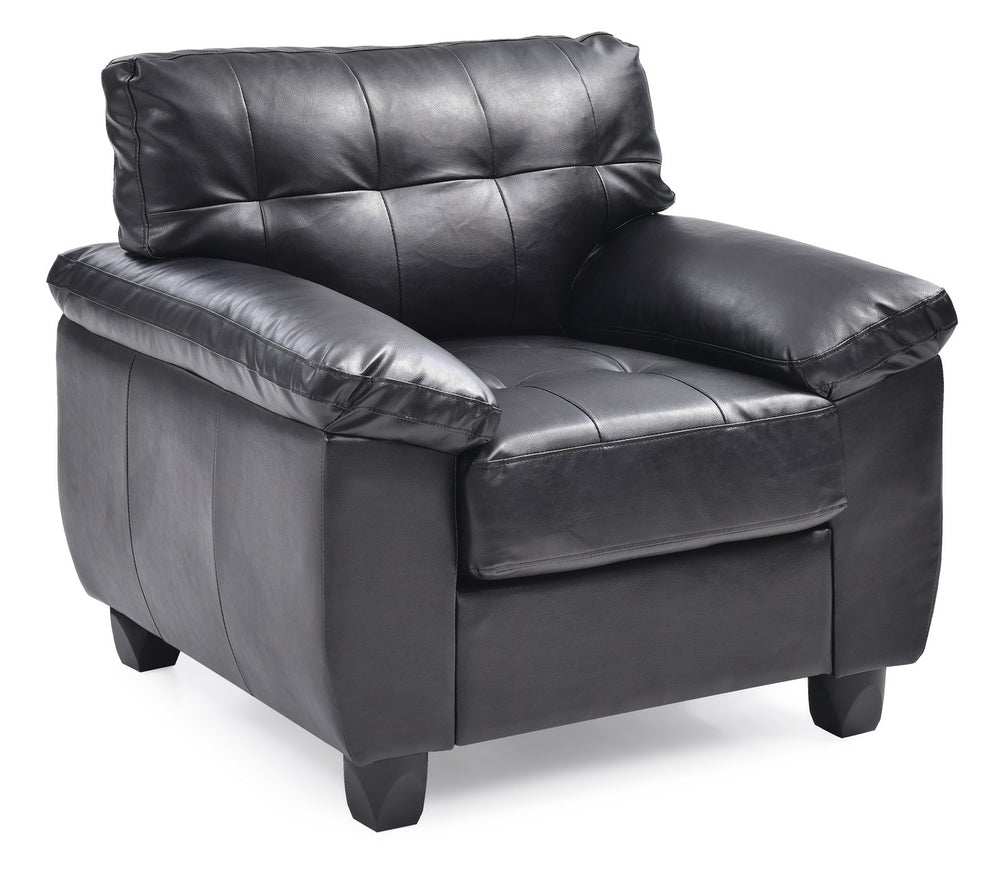 English Elm Sleek Black Accent Chair with PU Upholstery, Padded Arms, Easy Assembly, 35"H x 36"W x 33"D Comfort Fans B078108508