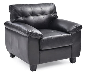 English Elm Sleek Black Accent Chair with PU Upholstery, Padded Arms, Easy Assembly, 35"H x 36"W x 33"D Comfort Fans B078108508