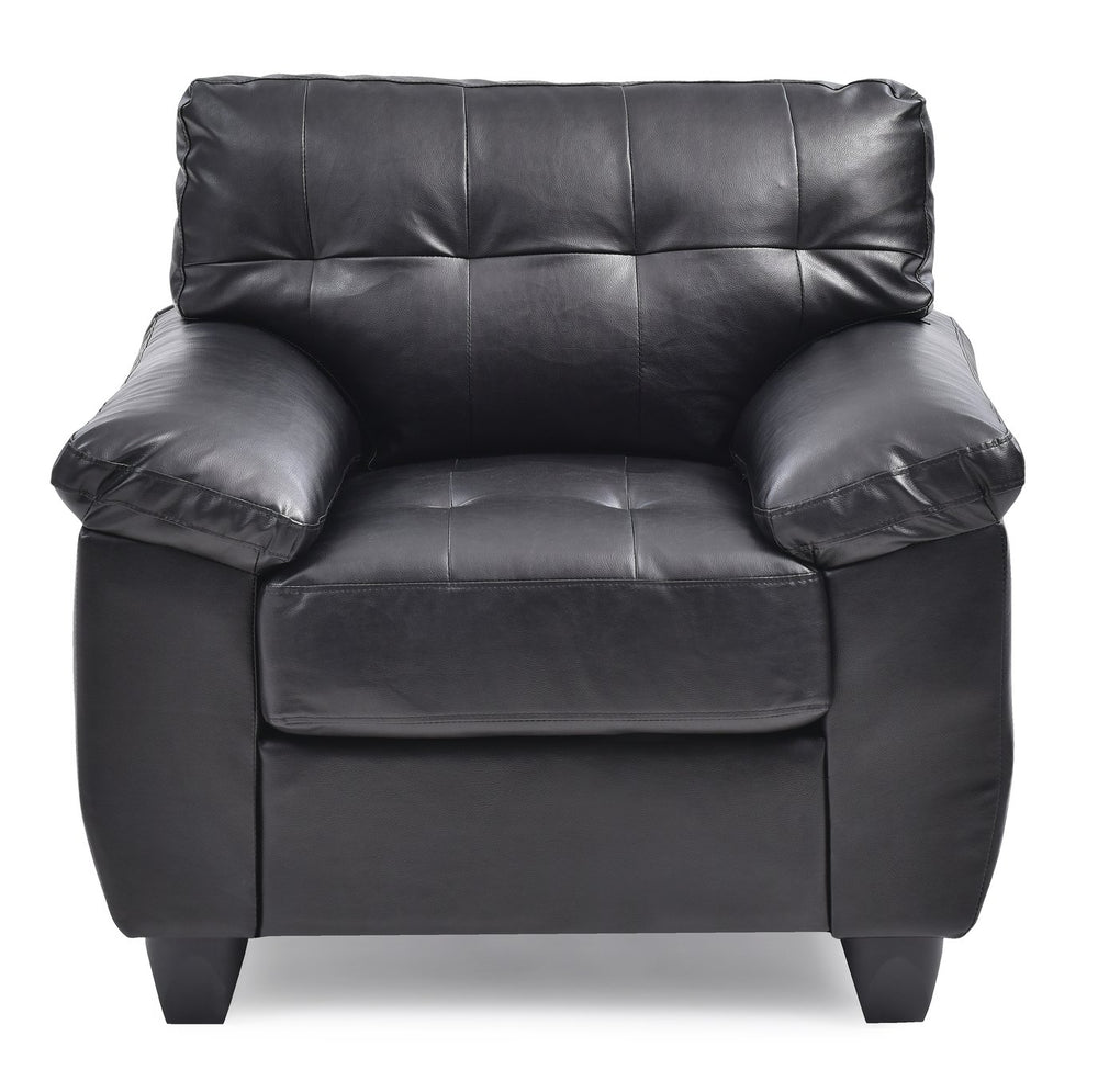 English Elm Sleek Black Accent Chair with PU Upholstery, Padded Arms, Easy Assembly, 35"H x 36"W x 33"D Comfort Fans B078108508