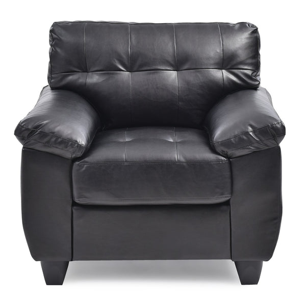 English Elm Sleek Black Accent Chair with PU Upholstery, Padded Arms, Easy Assembly, 35"H x 36"W x 33"D Comfort Fans B078108508