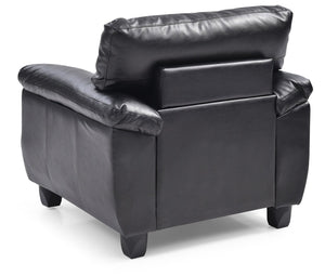 English Elm Sleek Black Accent Chair with PU Upholstery, Padded Arms, Easy Assembly, 35"H x 36"W x 33"D Comfort Fans B078108508