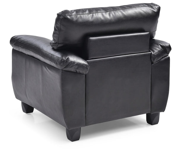English Elm Sleek Black Accent Chair with PU Upholstery, Padded Arms, Easy Assembly, 35"H x 36"W x 33"D Comfort Fans B078108508