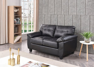 English Elm Sleek Black PU Loveseat for Two - 35"H x 57"W x 33"D, Padded Arms, Easy Assembly, Modern Comfort B078S00114