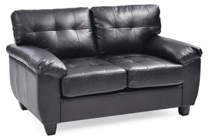 English Elm Sleek Black PU Loveseat for Two - 35"H x 57"W x 33"D, Padded Arms, Easy Assembly, Modern Comfort B078S00114