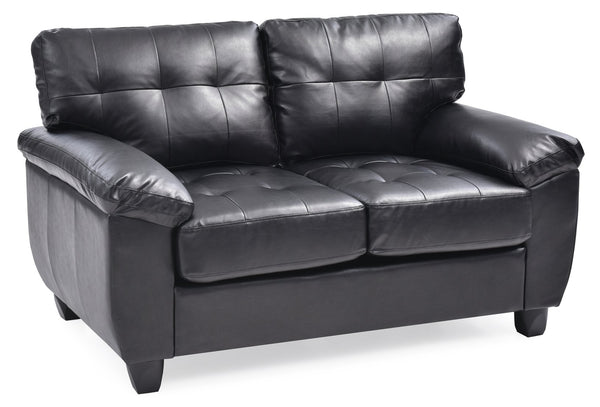 English Elm Sleek Black PU Loveseat for Two - 35"H x 57"W x 33"D, Padded Arms, Easy Assembly, Modern Comfort B078S00114