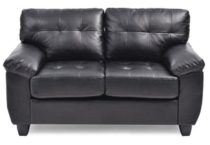 English Elm Sleek Black PU Loveseat for Two - 35"H x 57"W x 33"D, Padded Arms, Easy Assembly, Modern Comfort B078S00114