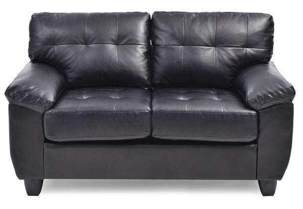 English Elm Sleek Black PU Loveseat for Two - 35"H x 57"W x 33"D, Padded Arms, Easy Assembly, Modern Comfort B078S00114