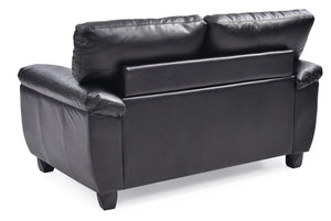 English Elm Sleek Black PU Loveseat for Two - 35"H x 57"W x 33"D, Padded Arms, Easy Assembly, Modern Comfort B078S00114