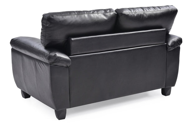 English Elm Sleek Black PU Loveseat for Two - 35"H x 57"W x 33"D, Padded Arms, Easy Assembly, Modern Comfort B078S00114