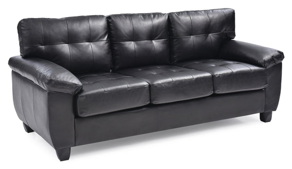 English Elm Gallant PU Sofa with Removable Backs for Easy Delivery, Hardwood Frame, Pocketed Coil Cushions Comfort Black 32.7 L x 20.9 W x 24.4 H B078S00115