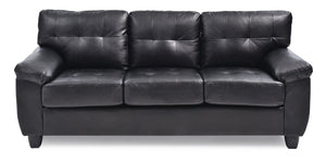 English Elm Gallant PU Sofa with Removable Backs for Easy Delivery, Hardwood Frame, Pocketed Coil Cushions Comfort Black 32.7 L x 20.9 W x 24.4 H B078S00115
