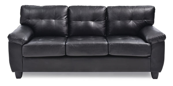 English Elm Gallant PU Sofa with Removable Backs for Easy Delivery, Hardwood Frame, Pocketed Coil Cushions Comfort Black 32.7 L x 20.9 W x 24.4 H B078S00115