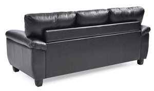 English Elm Gallant PU Sofa with Removable Backs for Easy Delivery, Hardwood Frame, Pocketed Coil Cushions Comfort Black 32.7 L x 20.9 W x 24.4 H B078S00115