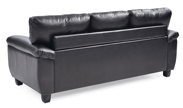 English Elm Gallant PU Sofa with Removable Backs for Easy Delivery, Hardwood Frame, Pocketed Coil Cushions Comfort Black 32.7 L x 20.9 W x 24.4 H B078S00115