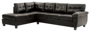 English Elm Gallant Upholstered Sectional Sofa with Reversible Chaise and Removable Backs Black B078S00116