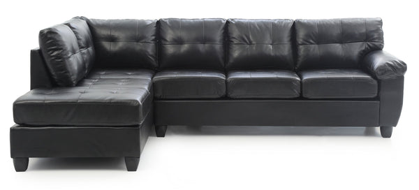 English Elm Gallant Upholstered Sectional Sofa with Reversible Chaise and Removable Backs Black B078S00116