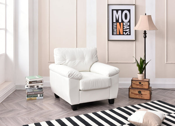 English Elm Chic PU Modern Accent Chair in White with Padded Arms, Durable Frame, Easy Assembly, 35"H x36"W B078108511