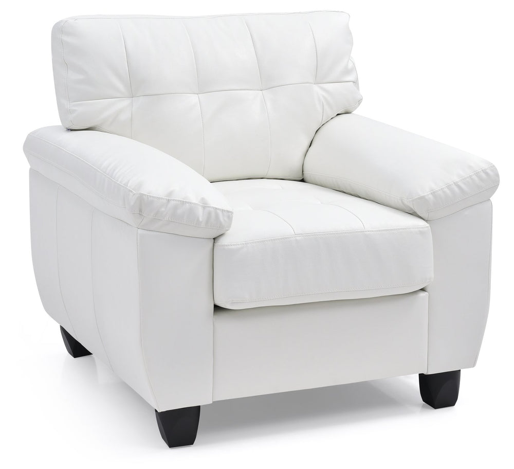 English Elm Chic PU Modern Accent Chair in White with Padded Arms, Durable Frame, Easy Assembly, 35"H x36"W B078108511