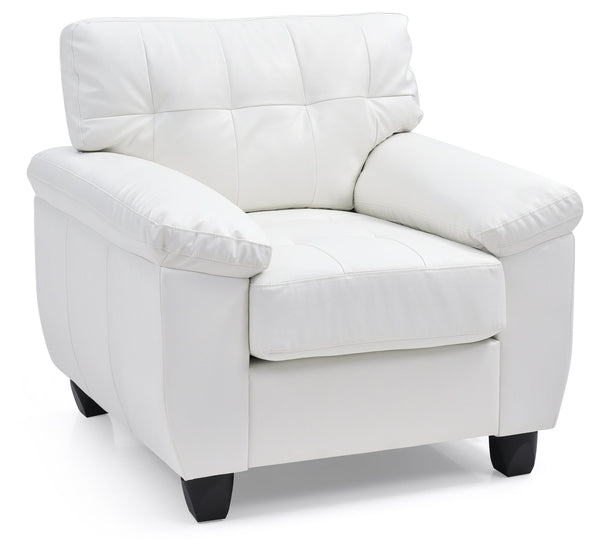 English Elm Chic PU Modern Accent Chair in White with Padded Arms, Durable Frame, Easy Assembly, 35"H x36"W B078108511
