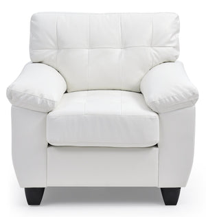 English Elm Chic PU Modern Accent Chair in White with Padded Arms, Durable Frame, Easy Assembly, 35"H x36"W B078108511