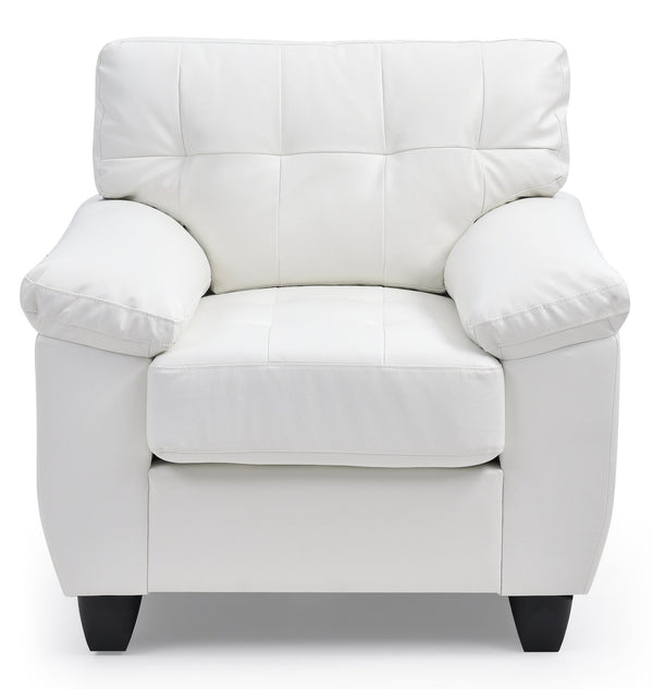 English Elm Chic PU Modern Accent Chair in White with Padded Arms, Durable Frame, Easy Assembly, 35"H x36"W B078108511
