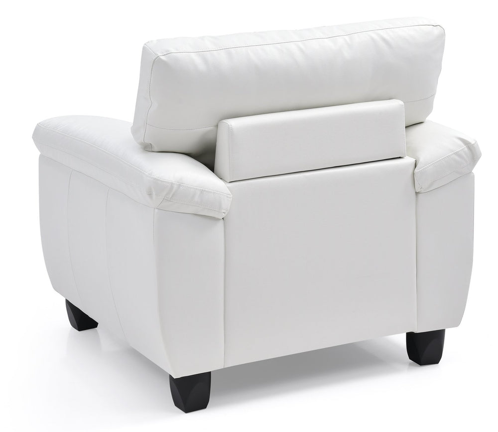 English Elm Chic PU Modern Accent Chair in White with Padded Arms, Durable Frame, Easy Assembly, 35"H x36"W B078108511