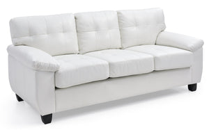 English Elm Gallant PU Sofa with Removable Backs for Easy Delivery, Hardwood Frame, Pocketed Coil Cushions Comfort White 32.7 L x 20.9 W x 24.4 H B078S00122