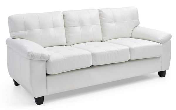English Elm Gallant PU Sofa with Removable Backs for Easy Delivery, Hardwood Frame, Pocketed Coil Cushions Comfort White 32.7 L x 20.9 W x 24.4 H B078S00122