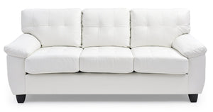 English Elm Gallant PU Sofa with Removable Backs for Easy Delivery, Hardwood Frame, Pocketed Coil Cushions Comfort White 32.7 L x 20.9 W x 24.4 H B078S00122