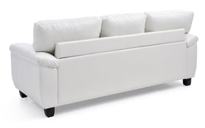 English Elm Gallant PU Sofa with Removable Backs for Easy Delivery, Hardwood Frame, Pocketed Coil Cushions Comfort White 32.7 L x 20.9 W x 24.4 H B078S00122