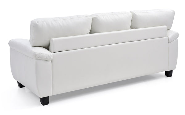 English Elm Gallant PU Sofa with Removable Backs for Easy Delivery, Hardwood Frame, Pocketed Coil Cushions Comfort White 32.7 L x 20.9 W x 24.4 H B078S00122
