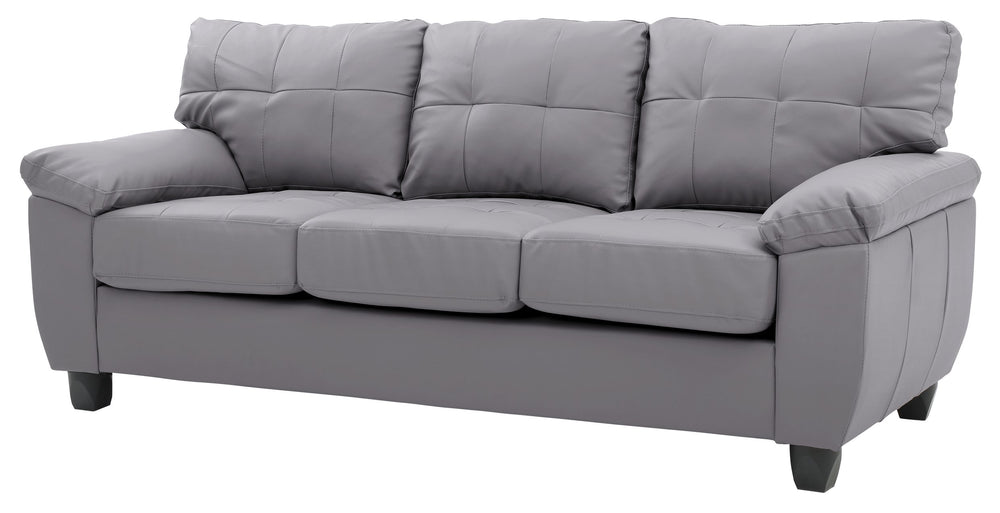 English Elm Sophisticated Gray PU Sofa with Padded Arms, 3-Seater 78"W x 35"H, Easy Assembly, Versatile Style B078S00523
