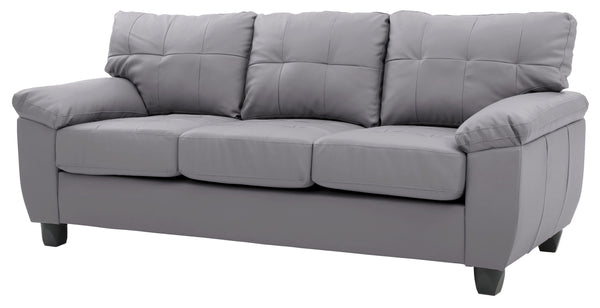 English Elm Sophisticated Gray PU Sofa with Padded Arms, 3-Seater 78"W x 35"H, Easy Assembly, Versatile Style B078S00523